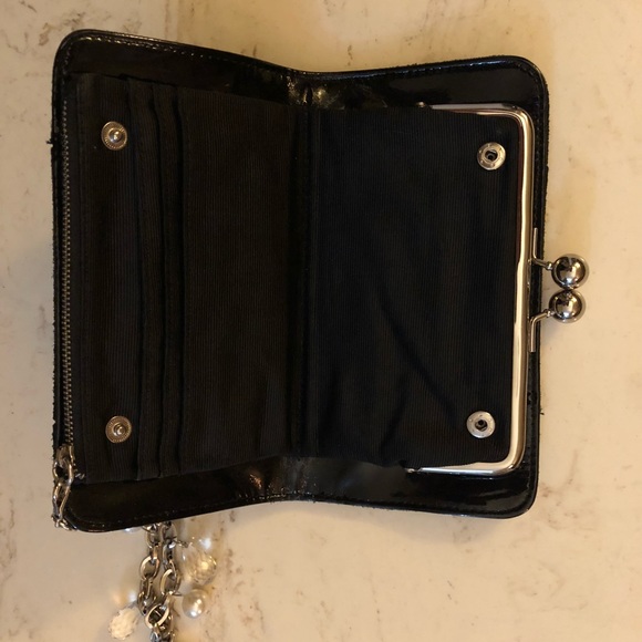 WRISTLET CLUTCH BLACK SUEDE & SILVER,WHBM, NWOT - Picture 5 of 6